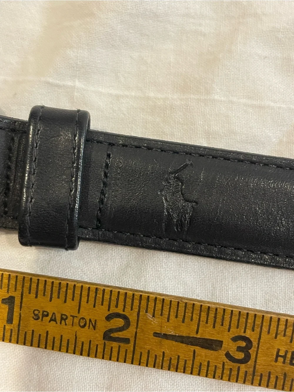 Polo Ralph Lauren Black Leather Belt Size 38 Brass Buckle Pony Logo Classic
